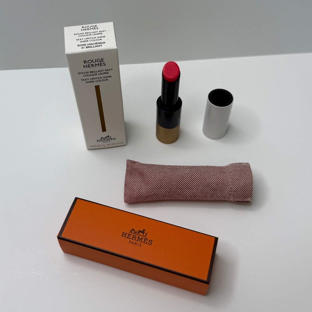 #41 HERMES Rouge Hermès SILKY LIPSTICK SHINE SHEER COLOR ROSE HACIENDA BRILLANT